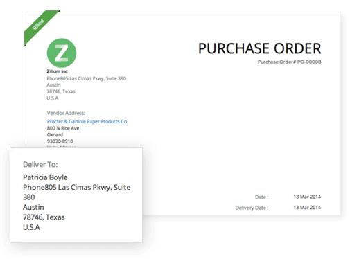 Zoho Books Purchase Order