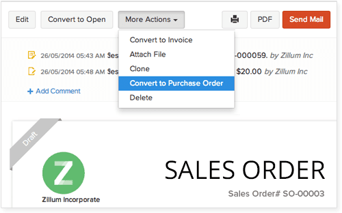 Zoho Books Sales Order